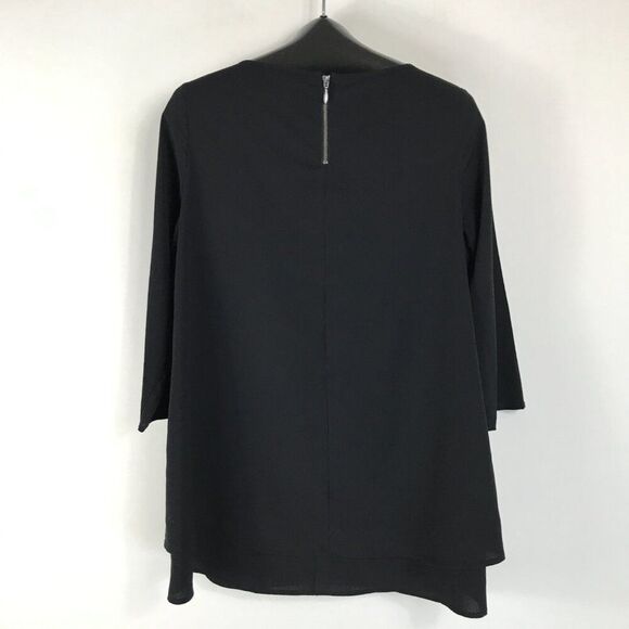 Lane Bryant Tiered Tunic Blouse Women's Plus Size 14 Black Lined Career Holiday - Picture 6 of 12